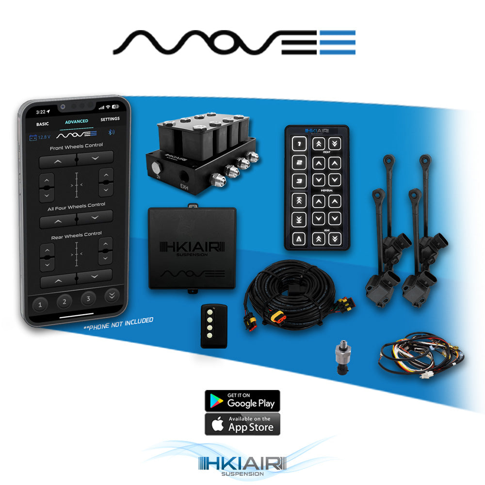 Move-e Bluetooth Air Suspension Management System - Upgrade From BT8T + Sensors & Harnesses - HKI Air Suspension Worldwide