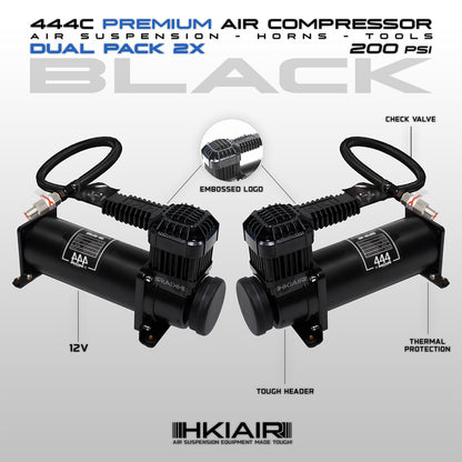 DUAL HKI Premium 444C BLACK Air Suspension Compressor