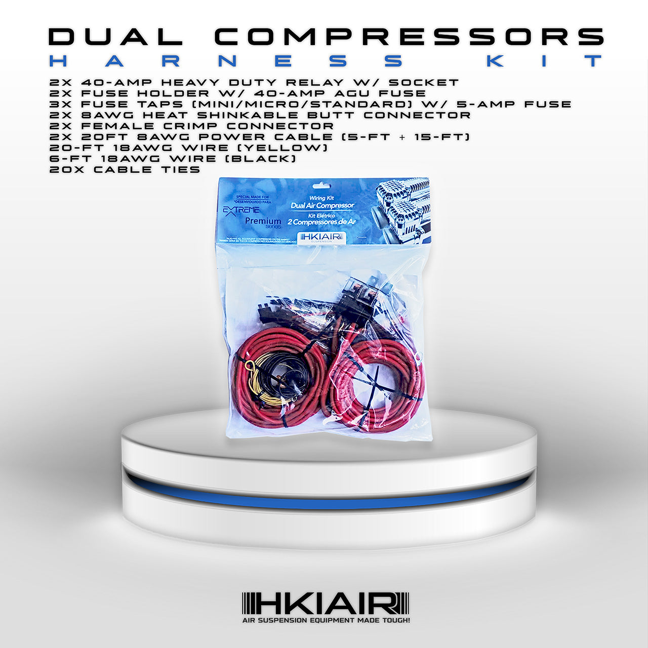 Dual Air Compressors Harness - Easy Setup - HKI Air Suspension Worldwide