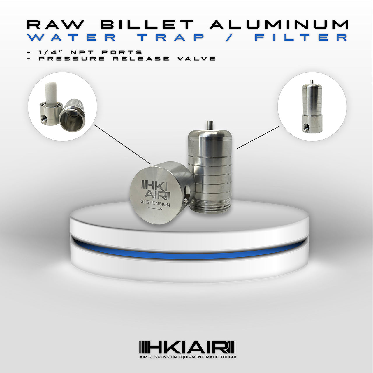 Raw Billet Aluminum Air Filter / Water Separator - HKI Air Suspension Worldwide
