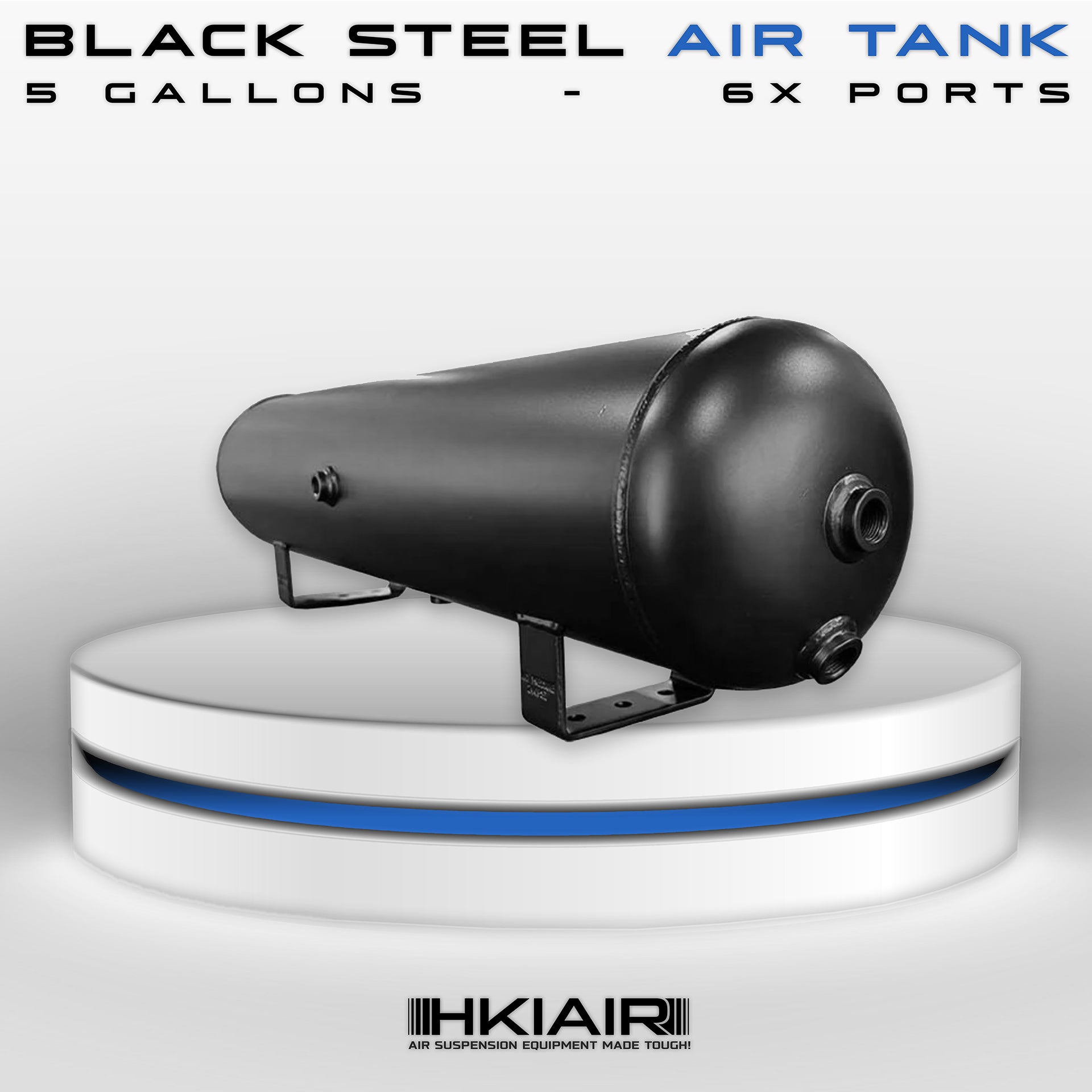Tankebild Ritad Aluminum Air Tank 5 Gallon Black Powder Coated - 7 Port Slim Design ...