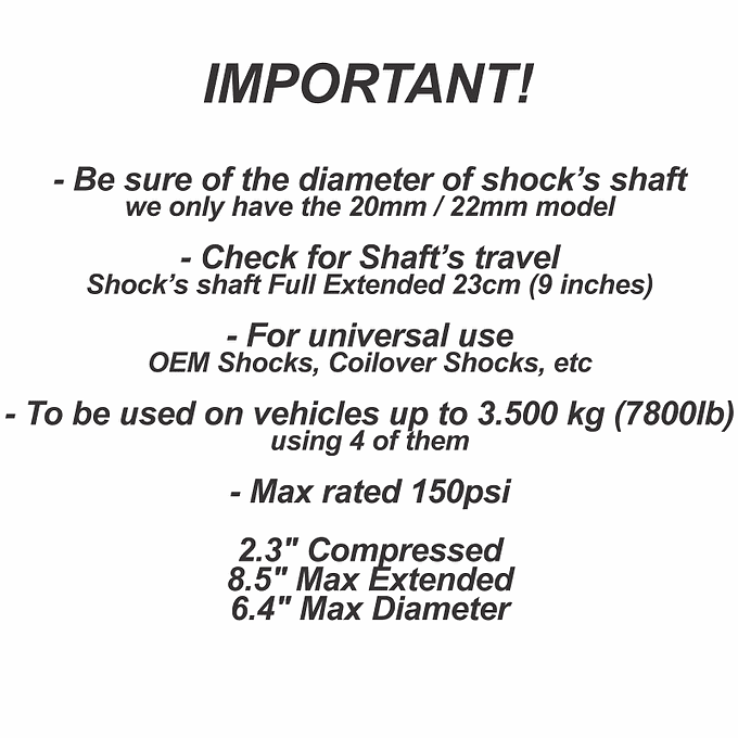 Single Double Bellow Air Bag - With Shaft Channels - 20 or 22mm - HKI Air Suspension Worldwide